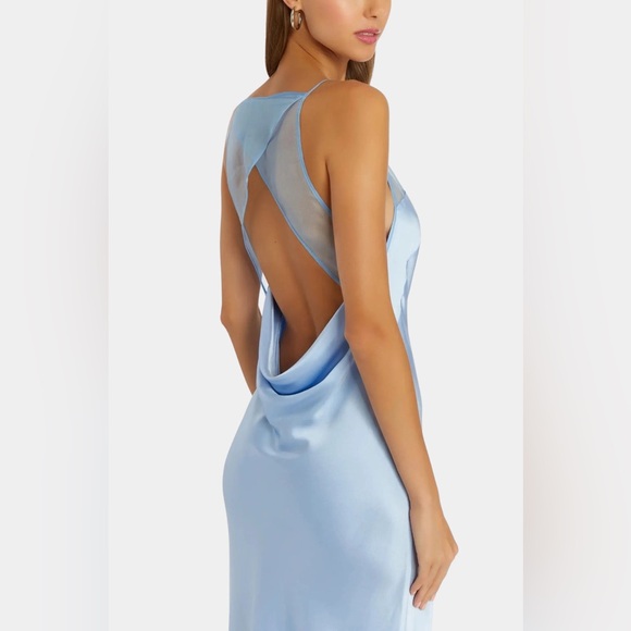 Amanda Uprichard Veronica Silk Dress blue brand new backless - Picture 4 of 7